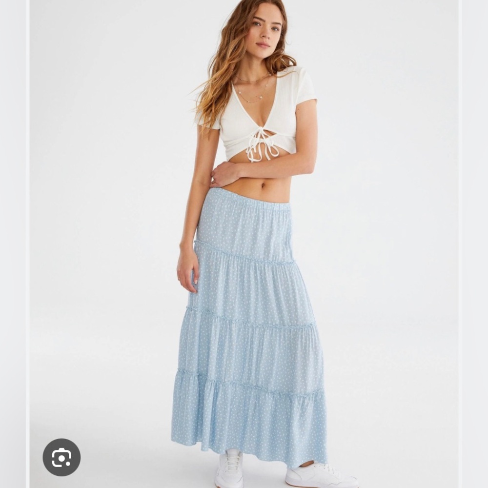 Aeropostale Tiered Floral High Waisted Maxi Skirt
